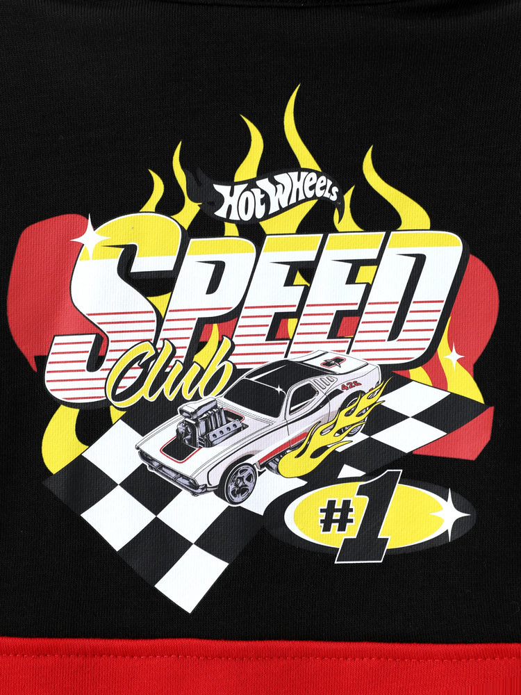 Hot Wheels Toddler/Kid Boy Colorblock Logo Print Long-sleeve Racing Sweatshirt Red