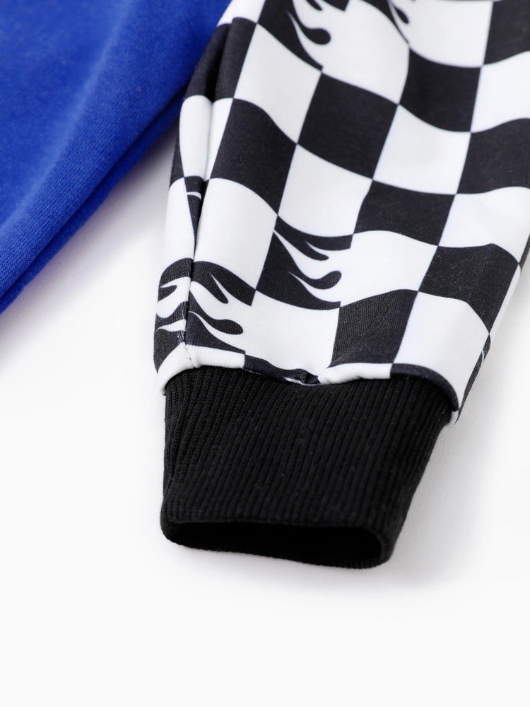 Hot Wheels Toddler/Kid Boy Colorblock Logo Print Long-sleeve Racing Sweatshirt Blue