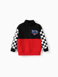Hot Wheels Toddler/Kid Boy Colorblock Logo Print Long-sleeve Racing Sweatshirt Red