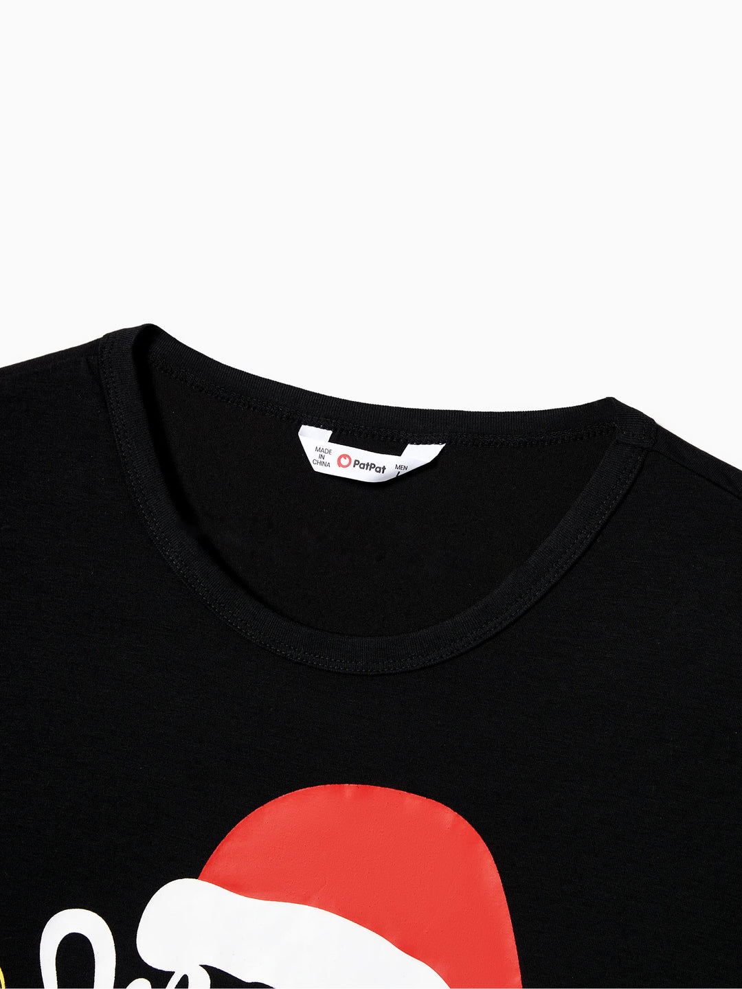 Conjunto de pijama de manga corta con estampado navideño de letras y bombillas festivas a juego para toda la familia, color negro