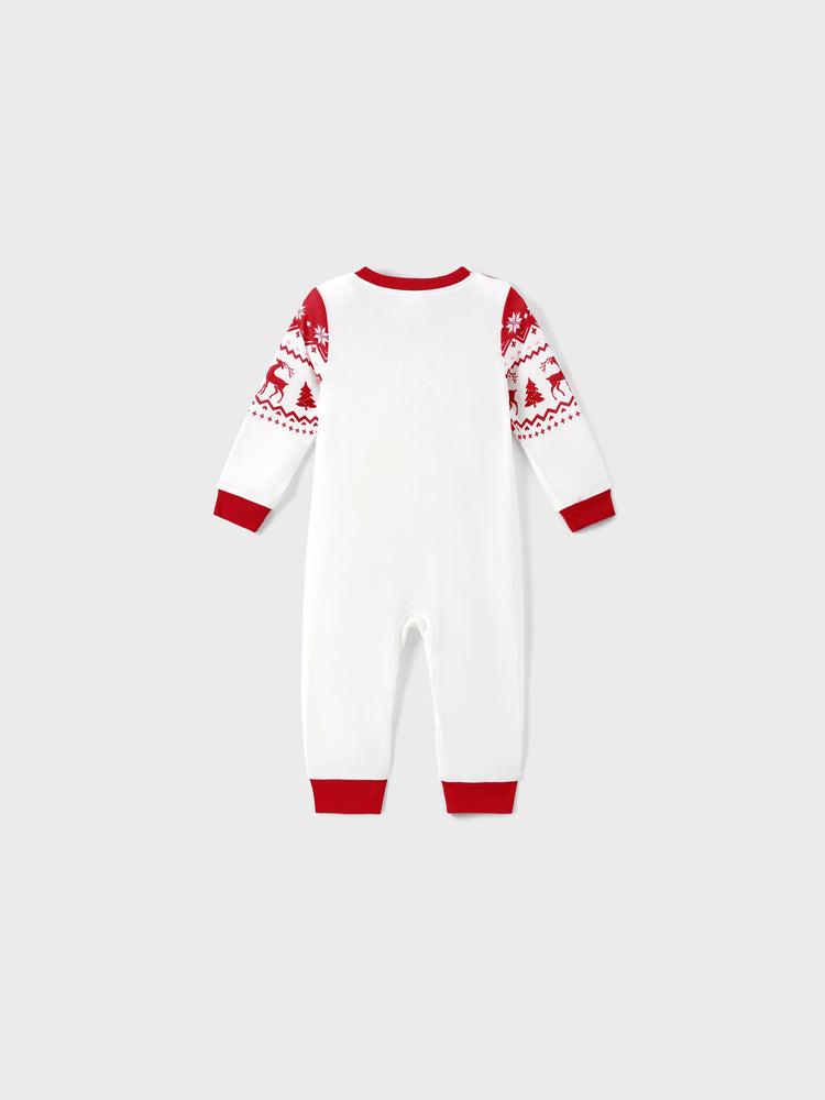 Christmas Reindeer and Snowflake Print Family Matching Pajamas Sets with Christmas Socks Red
