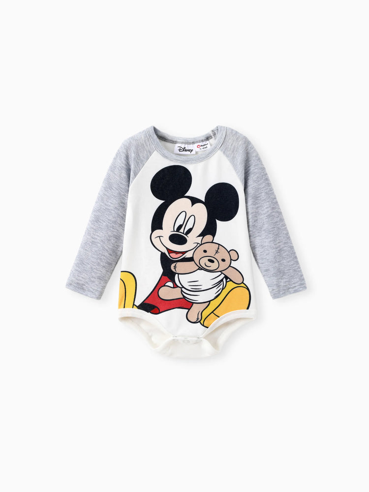 Ensemble 2 pièces Disney Mickey et ses amis pour bébé garçon, combinaison à manches longues colorblock Naia™ et pantalon brodé Mickey, gris