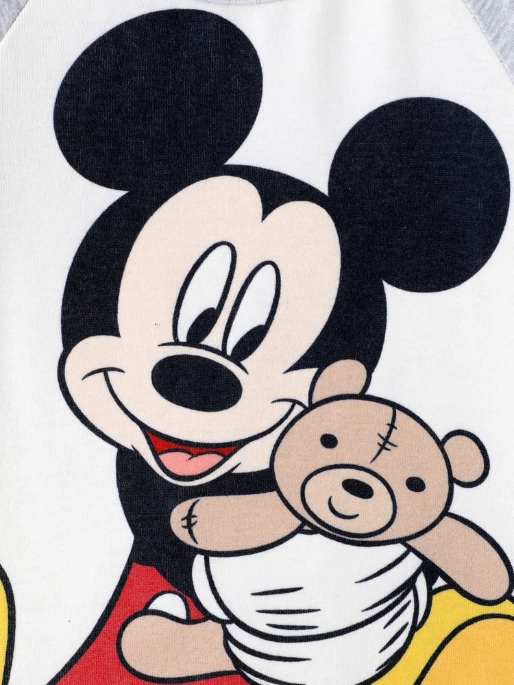Ensemble 2 pièces Disney Mickey et ses amis pour bébé garçon, combinaison à manches longues colorblock Naia™ et pantalon brodé Mickey, gris