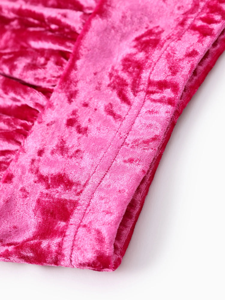 Barbie Kleid Kleinkind / Kind Mädchen 2 Stück Brief besticktes Samt Top und Rock Set roseo