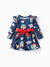 Disney Mickey and Friends Christmas Toddler Girl Mickey Full Print Bow Tie Long-sleeve Dress DeepBlue