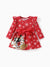 Disney Mickey and Friends Christmas Toddler Girl Mickey Full Print Bow Tie Long-sleeve Dress Red-2