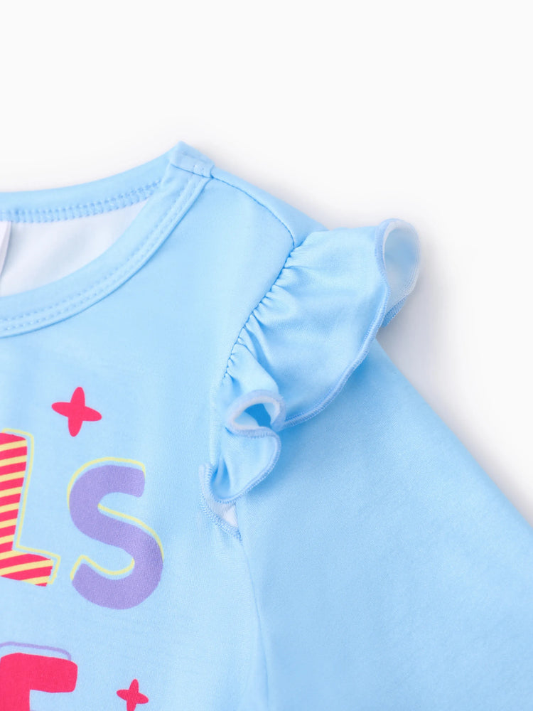 Ensemble t-shirt à manches longues et leggings Peppa Pig pour petite fille, 2 pièces, motif floral à pois, bleu