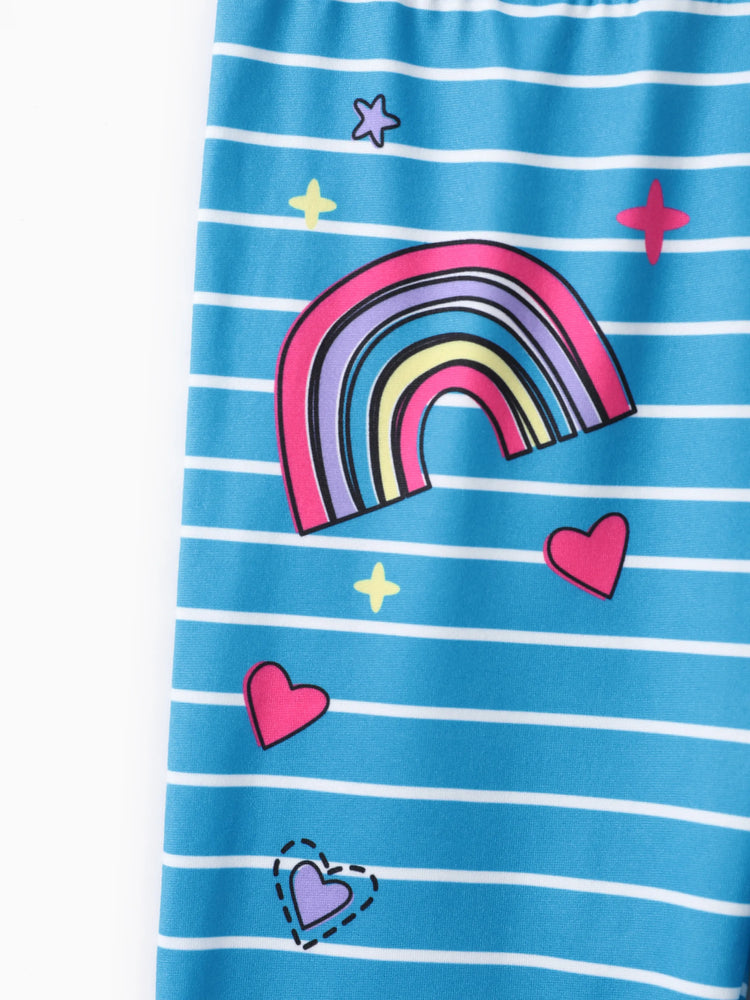 Ensemble t-shirt à manches longues et leggings Peppa Pig pour petite fille, 2 pièces, motif floral à pois, bleu