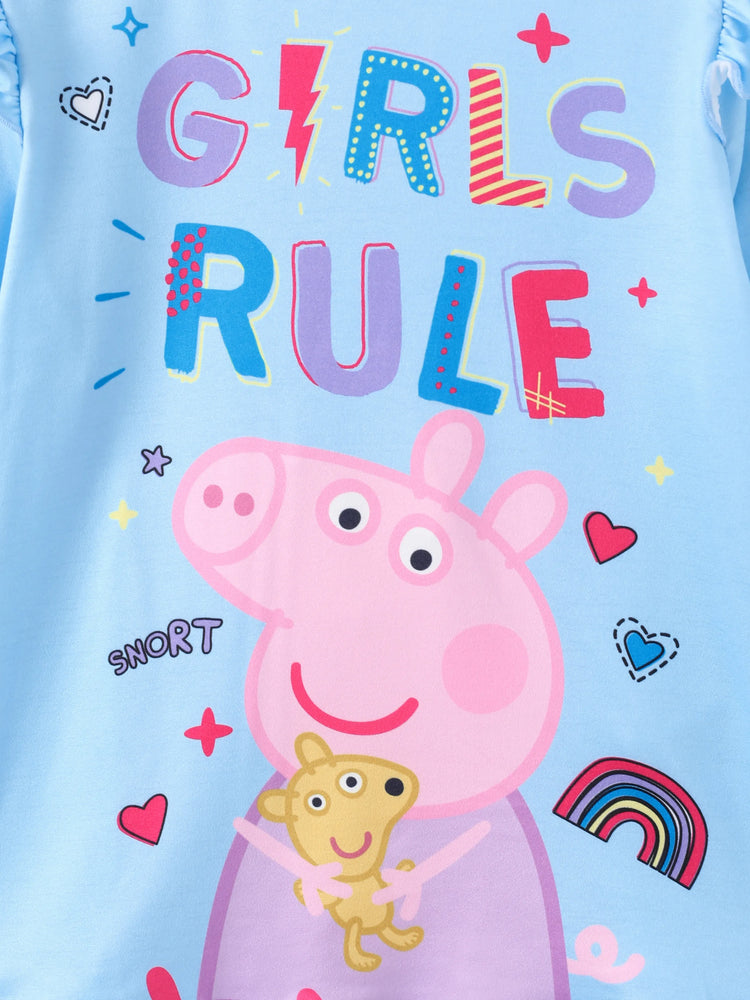 Ensemble t-shirt à manches longues et leggings Peppa Pig pour petite fille, 2 pièces, motif floral à pois, bleu