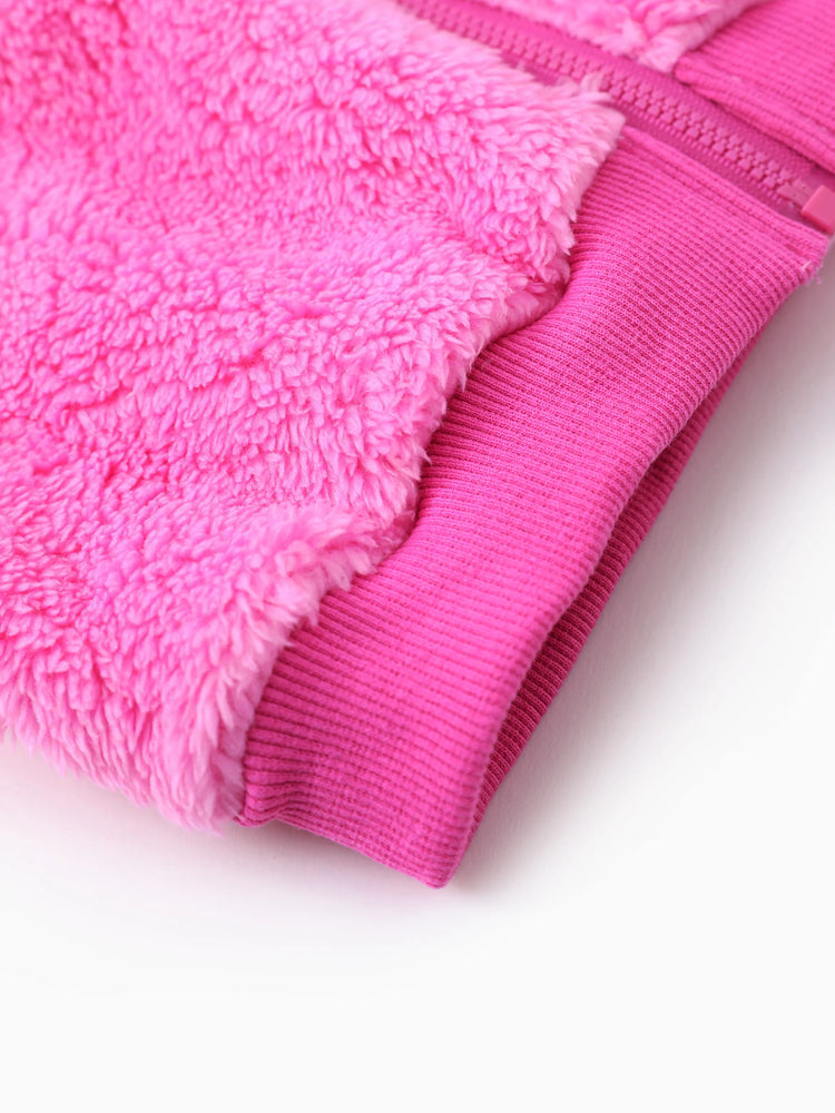 Manteau à capuche et manches longues pour petite fille Disney Mickey et ses amis, 1 pièce, en peluche Minnie, nœud papillon, oreilles 3D, rose