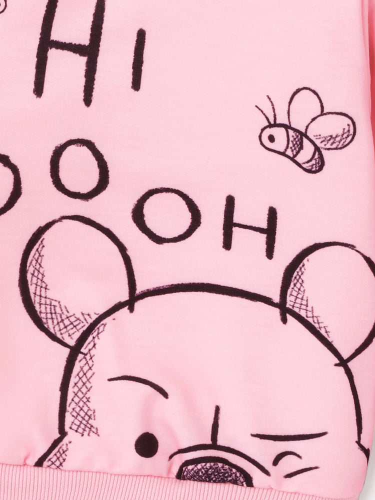 Sweat-shirt à manches longues imprimé Winnie l'ourson pour petite fille de Disney, rose