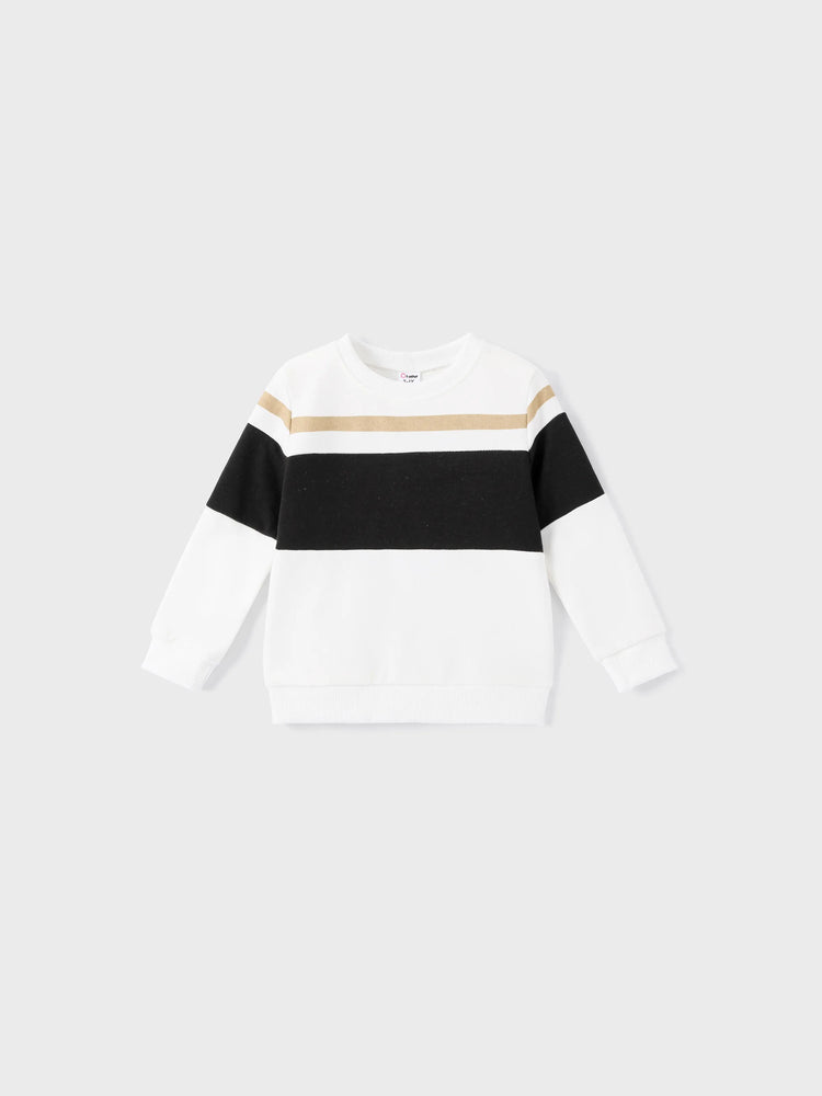 Family Matching Black-Almond Mesh Skirt and Classic Round Neck Long Sleeve Tops Sets Black