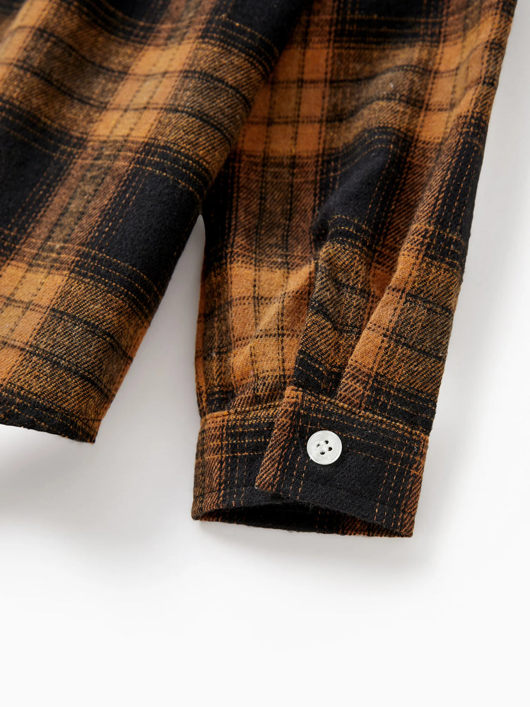 Ensembles de Noël assortis pour toute la famille, à carreaux marron et noir, haut à manches longues, robe et barboteuse, marron et noir