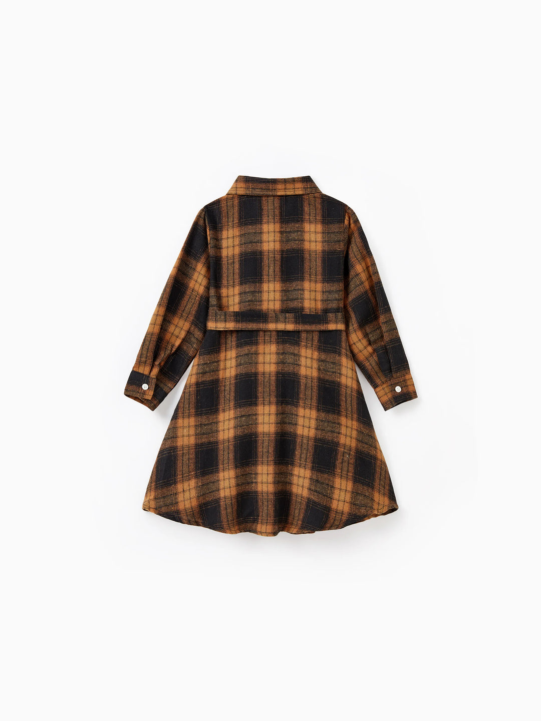 Weihnachten Familie Passende Sets Braun & Schwarz Karo Kariert Langarm Botton Dwon Top / Kleid / Strampler bräunlichschwarz