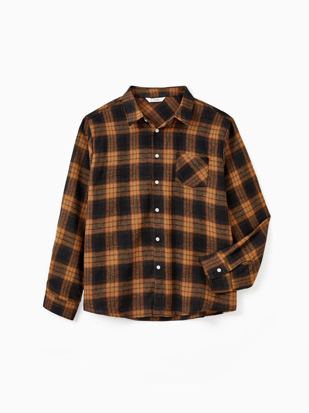 Weihnachten Familie Passende Sets Braun & Schwarz Karo Kariert Langarm Botton Dwon Top / Kleid / Strampler bräunlichschwarz