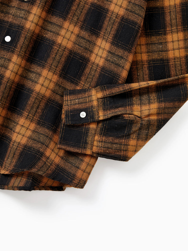 Ensembles de Noël assortis pour toute la famille, à carreaux marron et noir, haut à manches longues, robe et barboteuse, marron et noir