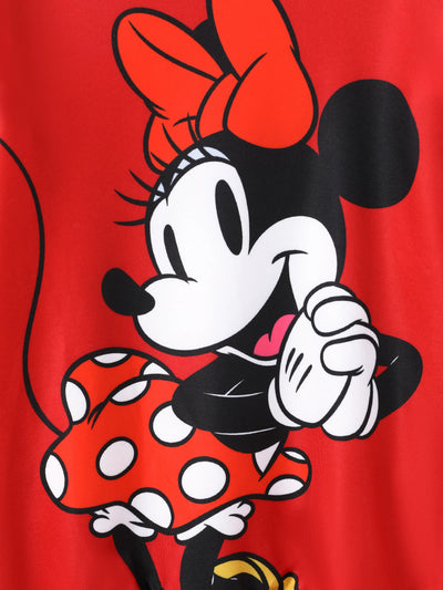 Conjunto de sudadera y leggings con volantes de 2 piezas de Minnie de Disney Mickey y sus amigos para niñas pequeñas, color rojo