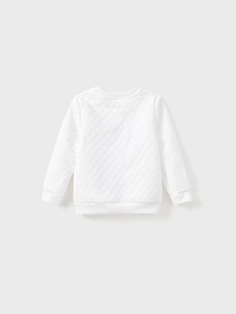 Christmas Family Matching Reindeer Print Long-sleeve Tops White