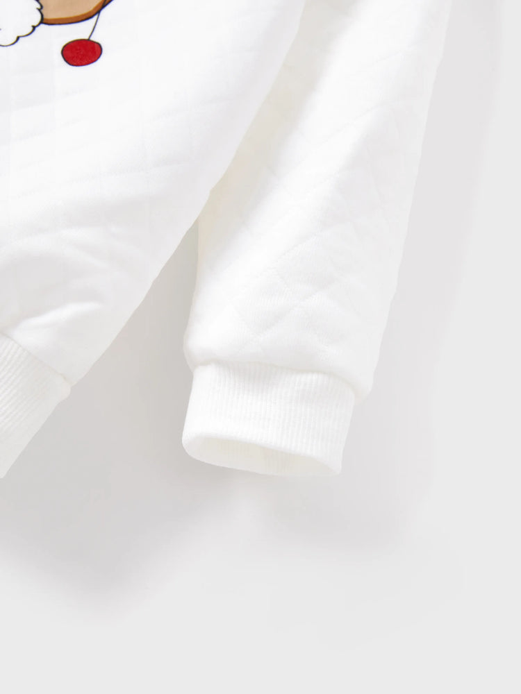 Christmas Family Matching Reindeer Print Long-sleeve Tops White