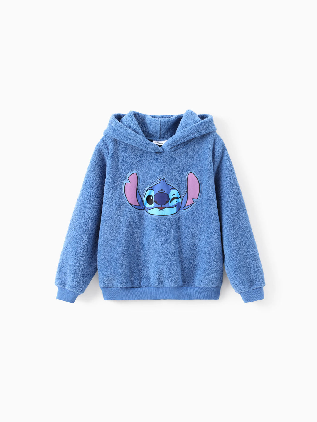 Disney Stitch Kid 1 Stück Figur Applikation besticktes Plüsch Langarm-Kapuzensweatshirt mit Kapuze  blau