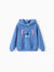 Disney Stitch Kid Boy 1pc Character Applique Embroidered Plush Long-sleeve Hooded Sweatshirt Blue