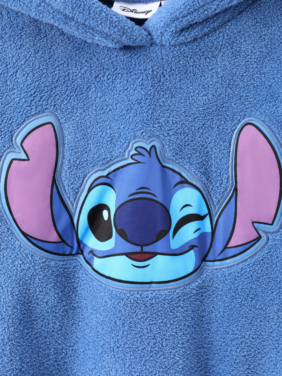 Disney Stitch Kid 1 Stück Figur Applikation besticktes Plüsch Langarm-Kapuzensweatshirt mit Kapuze  blau