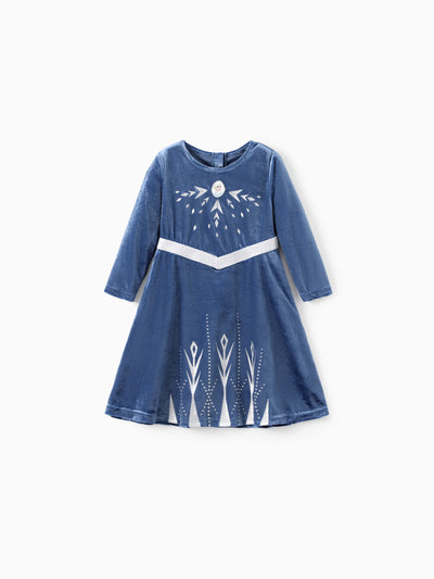 Disney Frozen Toddler Girl Elsa Velvet Dress Royal Blue
