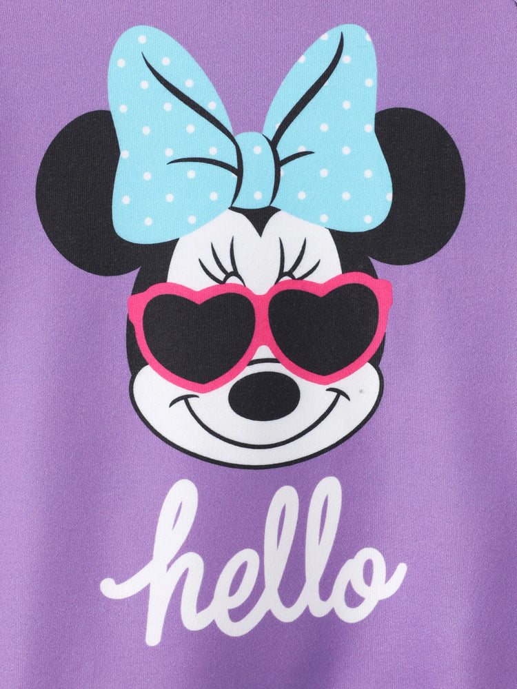 Disney Mickey and Friends Toddler Girl 2pcs Minnie Ruffled Long-sleeve Sweatshirt And Pants Set 
 Purple