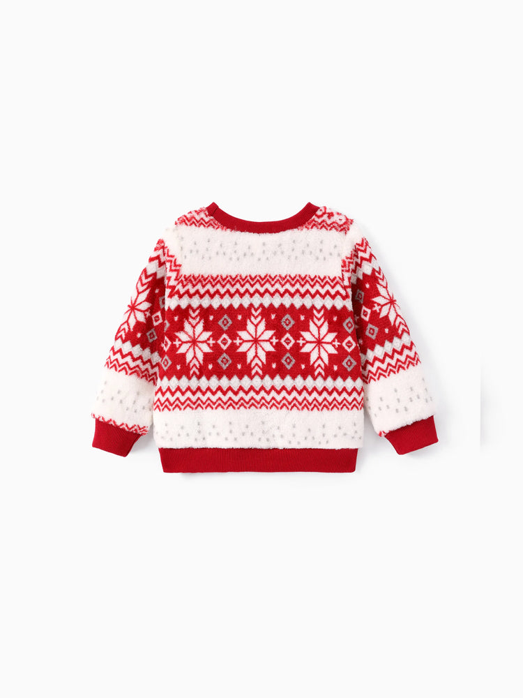 Weihnachten Baby Junge/Mädchen Schneeflocke Flanell Sweatshirt rot