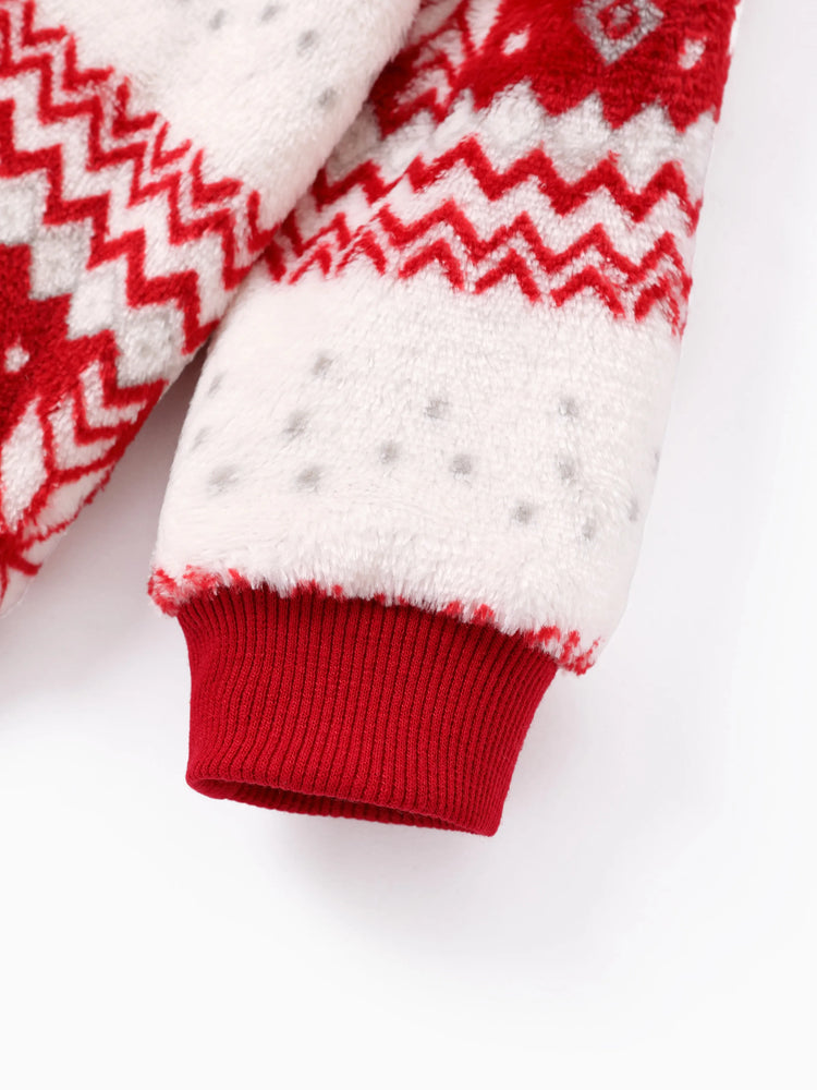 Weihnachten Baby Junge/Mädchen Schneeflocke Flanell Sweatshirt rot