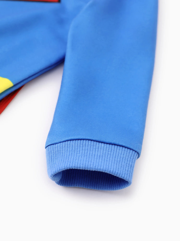 Costume de cosplay assorti de la Ligue des Justiciers, sweat-shirt à manches longues, robe et combinaison avec cape multicolore, logo Superman/Wonder Woman imprimé