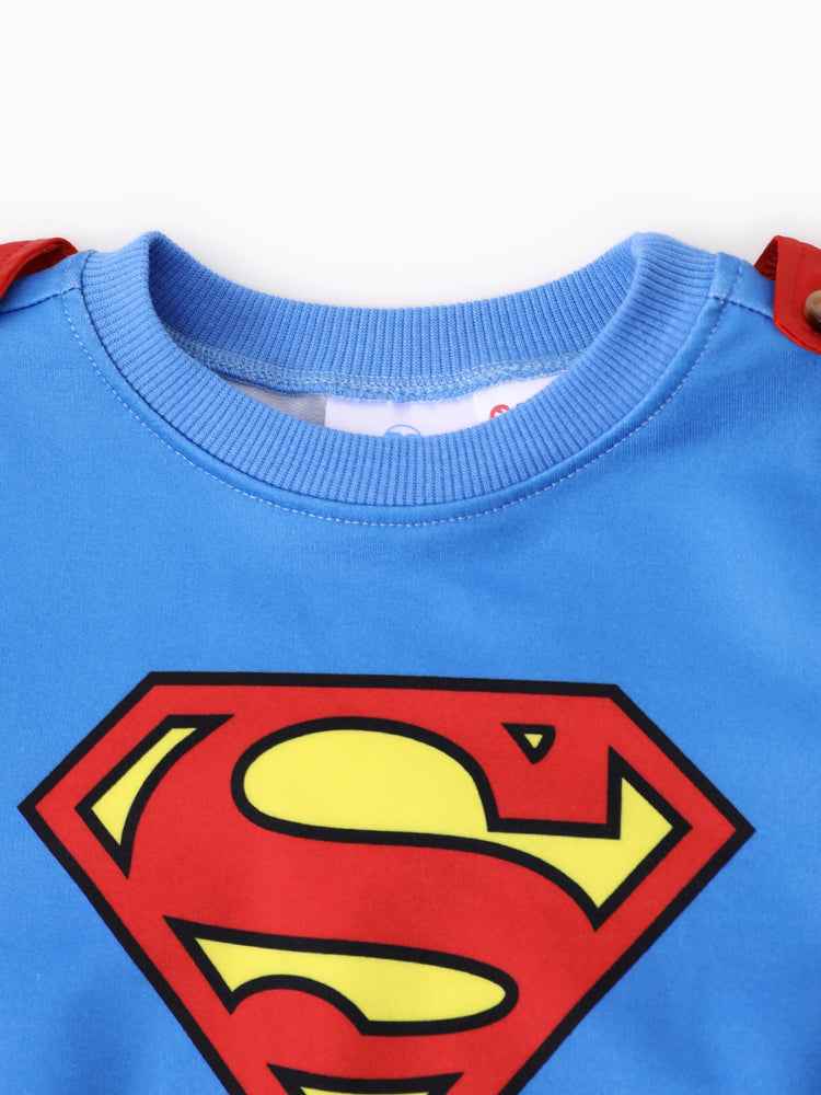 Costume de cosplay assorti de la Ligue des Justiciers, sweat-shirt à manches longues, robe et combinaison avec cape multicolore, logo Superman/Wonder Woman imprimé