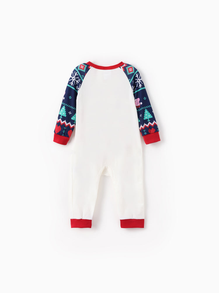 Peppa Pig Family matching Christmas Print Colorblock Pajamas Sets with Christmas Socks