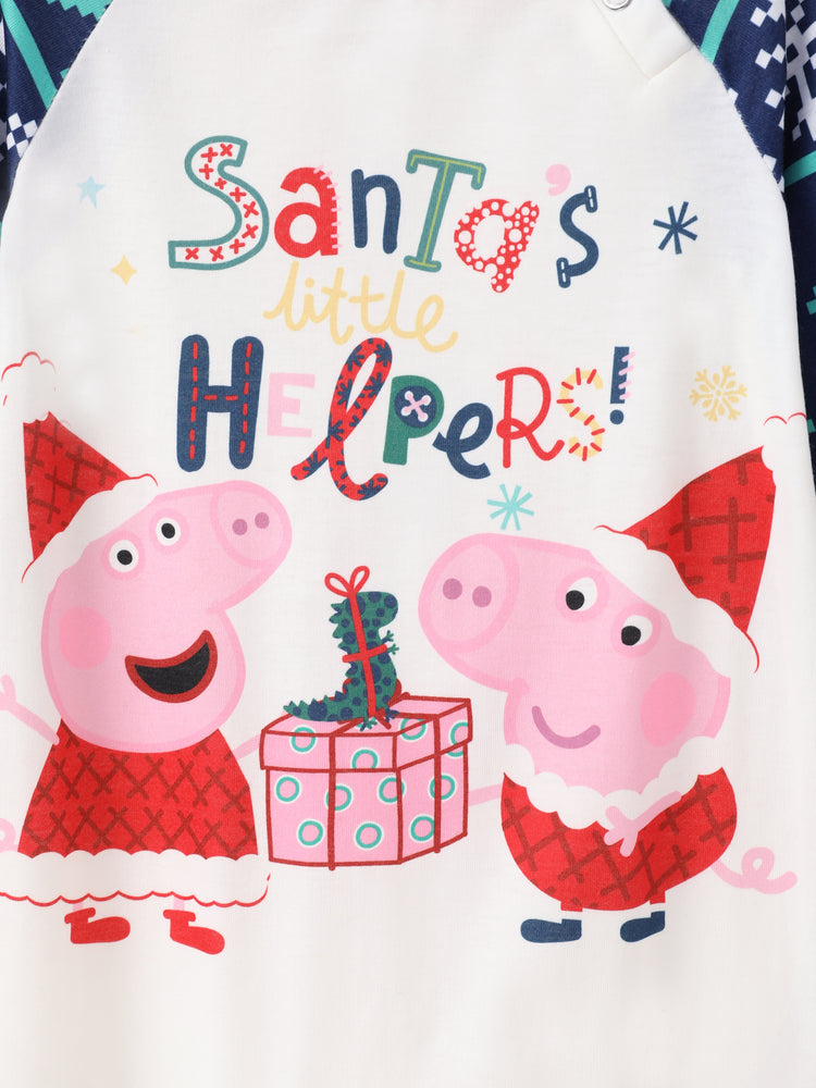 Peppa Pig Family matching Christmas Print Colorblock Pajamas Sets with Christmas Socks