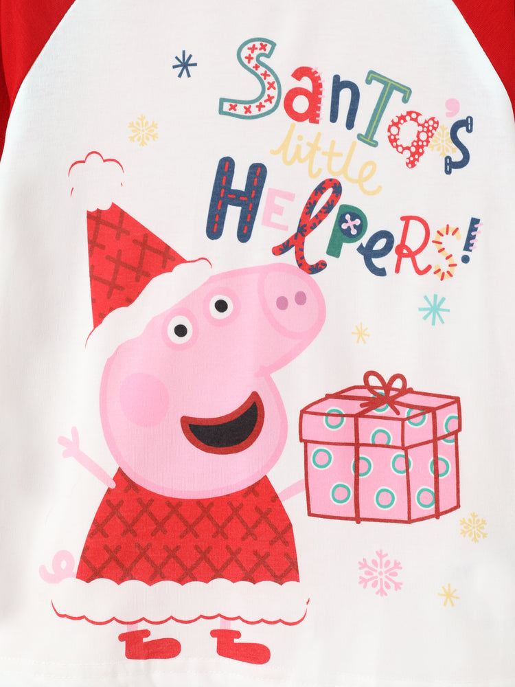 Peppa Pig Family matching Christmas Print Colorblock Pajamas Sets with Christmas Socks