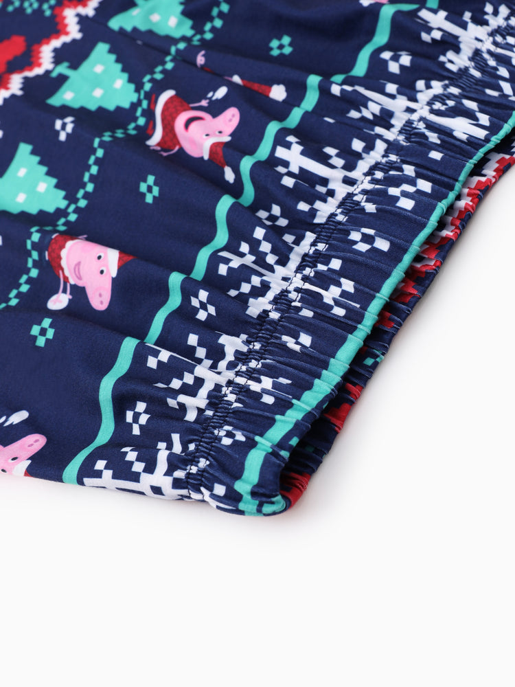 Peppa Pig Family matching Christmas Print Colorblock Pajamas Sets with Christmas Socks