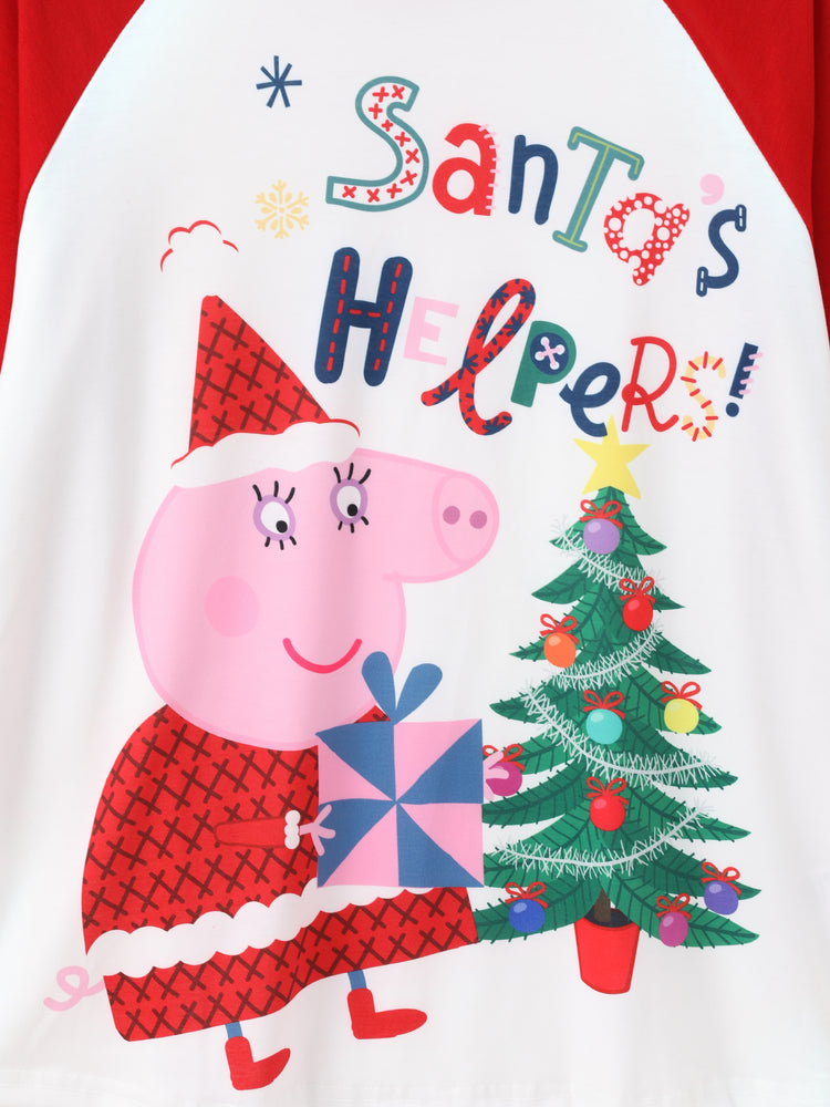 Peppa Pig Family matching Christmas Print Colorblock Pajamas Sets with Christmas Socks