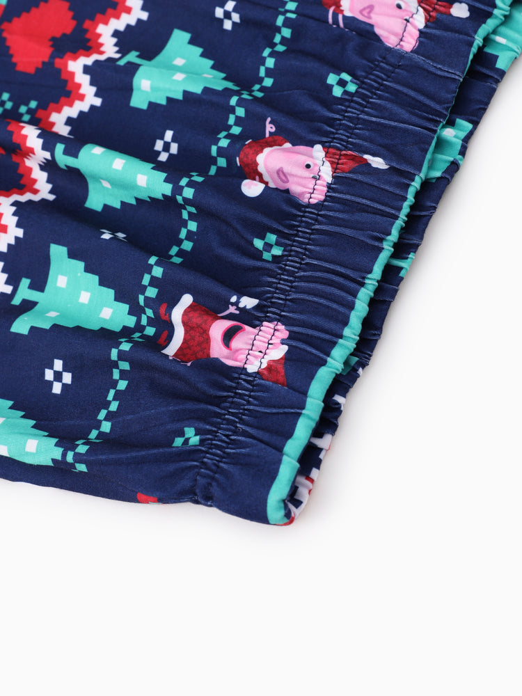 Peppa Pig Family matching Christmas Print Colorblock Pajamas Sets with Christmas Socks