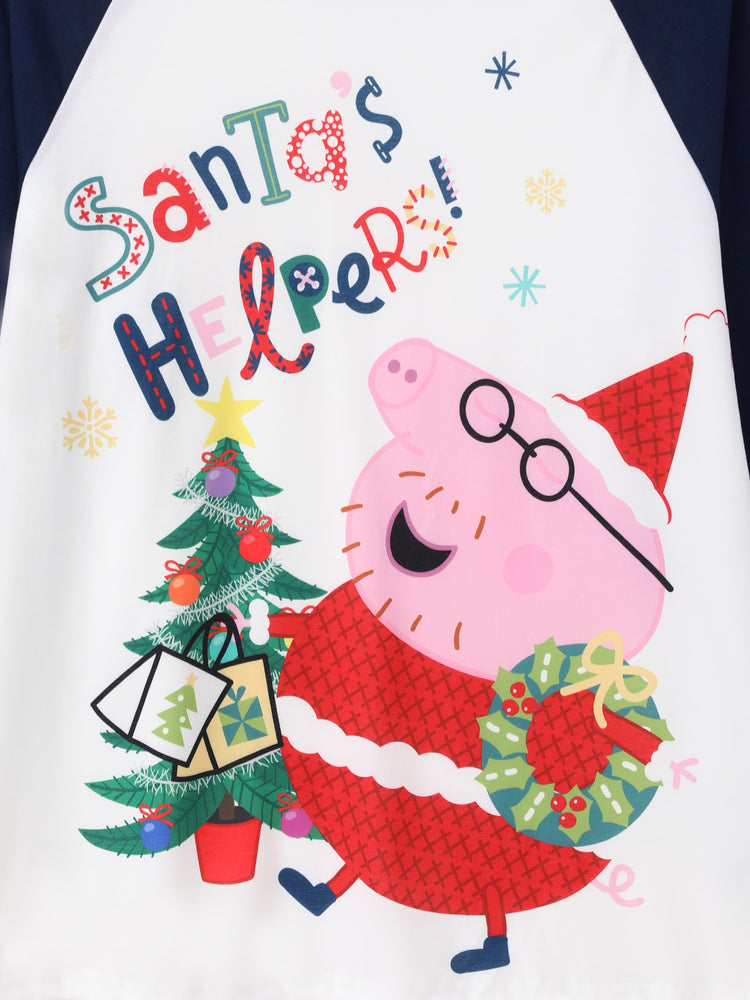 Peppa Pig Family matching Christmas Print Colorblock Pajamas Sets with Christmas Socks