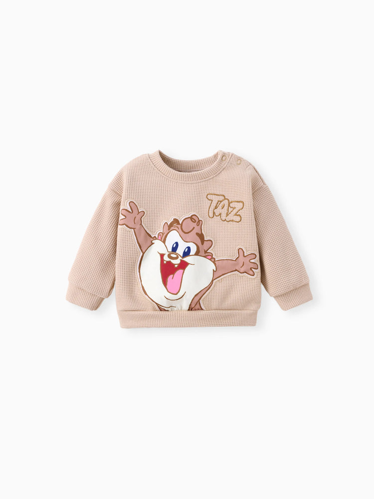 Looney Tunes Baby Boy/Girl 2pcs Character Embroidered Long-sleeve Knitted Top And Pants Set Brown