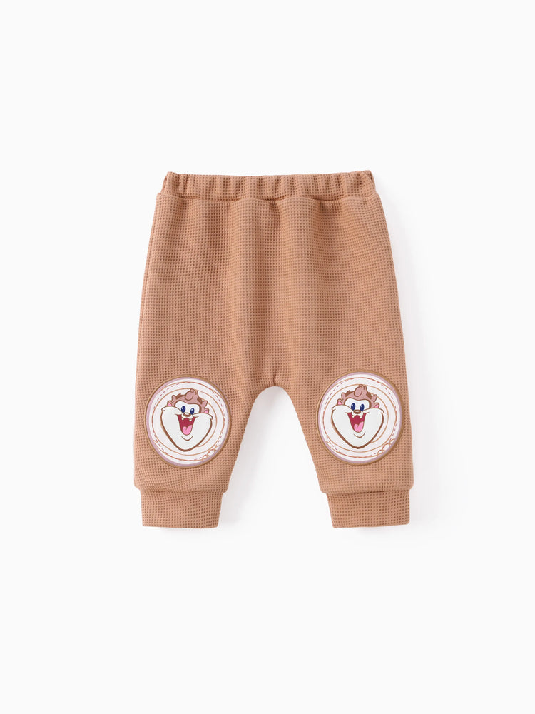 Looney Tunes Baby Boy/Girl 2pcs Character Embroidered Long-sleeve Knitted Top And Pants Set Brown
