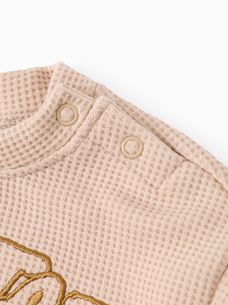 Looney Tunes Baby Boy/Girl 2pcs Character Embroidered Long-sleeve Knitted Top And Pants Set Brown