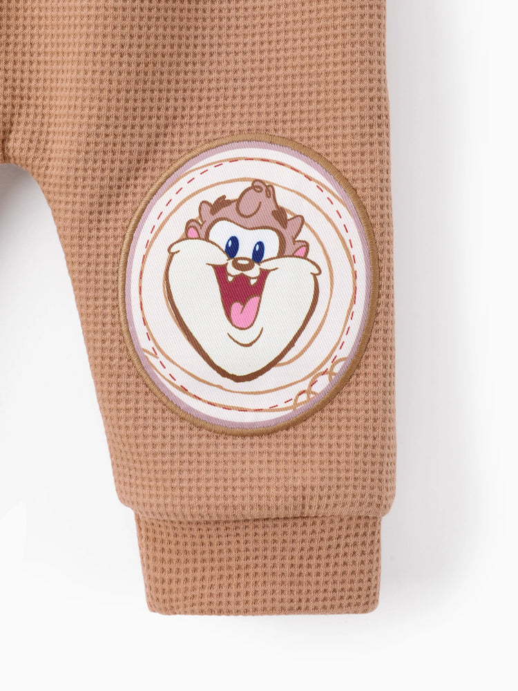 Looney Tunes Baby Boy/Girl 2pcs Character Embroidered Long-sleeve Knitted Top And Pants Set Brown