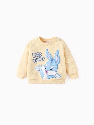 Looney Tunes Baby Boy 2pcs Character Embroidered Long-sleeve Knitted Top And Pants Set Blue