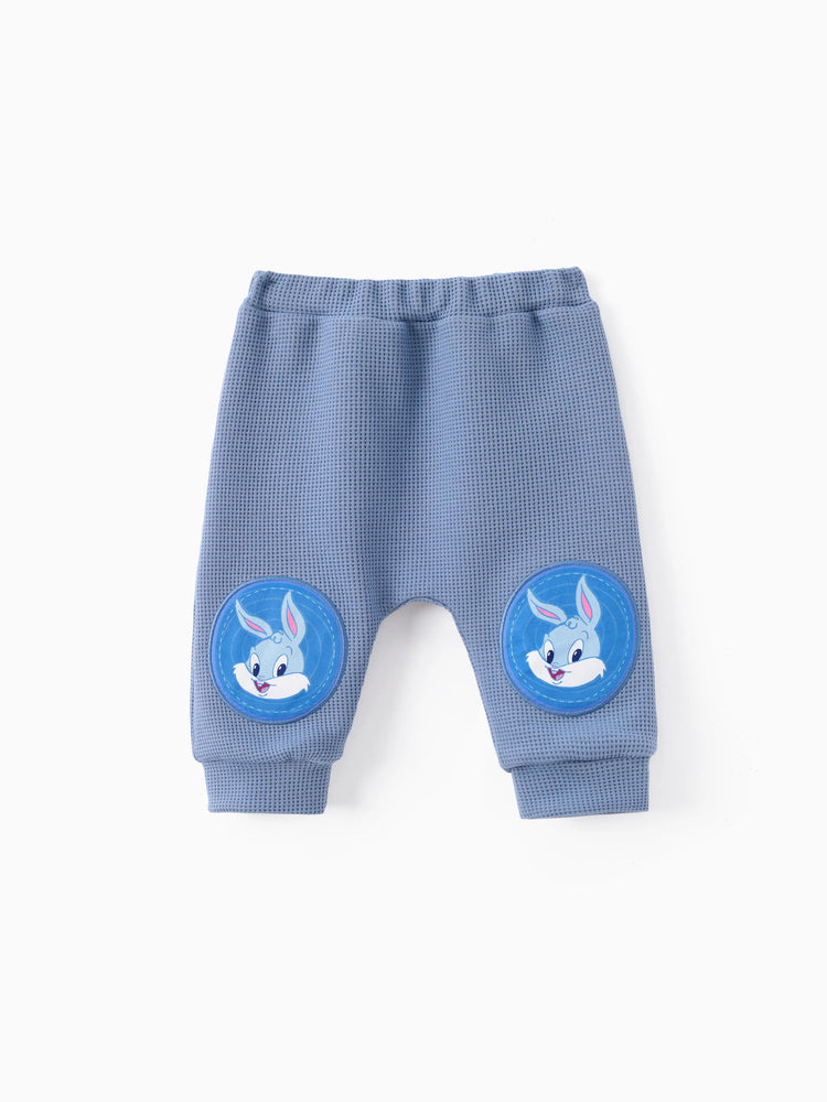 Looney Tunes Baby Boy 2pcs Character Embroidered Long-sleeve Knitted Top And Pants Set Blue