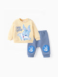 Ensemble 2 pièces haut à manches longues et pantalon brodés Looney Tunes pour bébé garçon, bleu