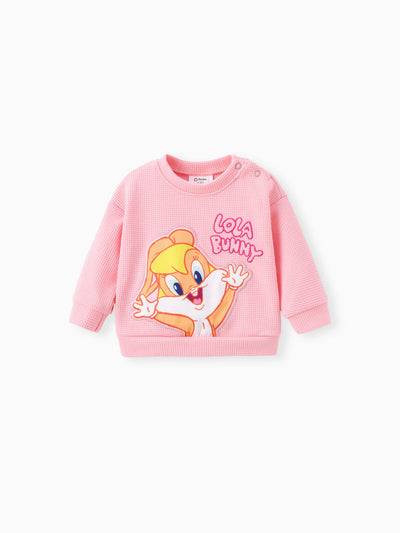 Looney Tunes Baby Girl 2pcs Character Embroidered Long-sleeve Knitted Top And Pants Set Pink