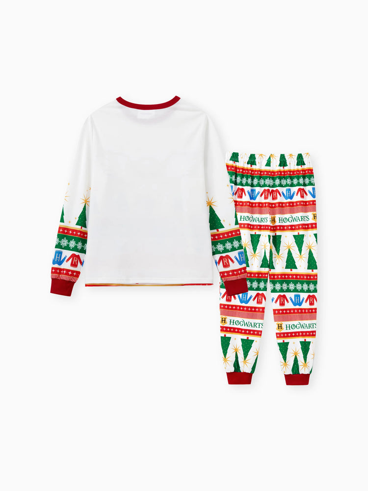 Harry Potter Christmas Matching Family Pajamas Set Christmas Tree Owl Pattern Long-sleeve PJS with Christmas Socks Red