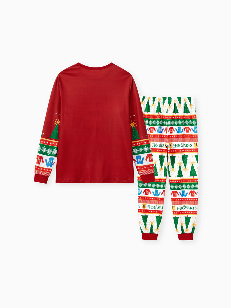 Harry Potter Christmas Matching Family Pajamas Set Christmas Tree Owl Pattern Long-sleeve PJS with Christmas Socks Red