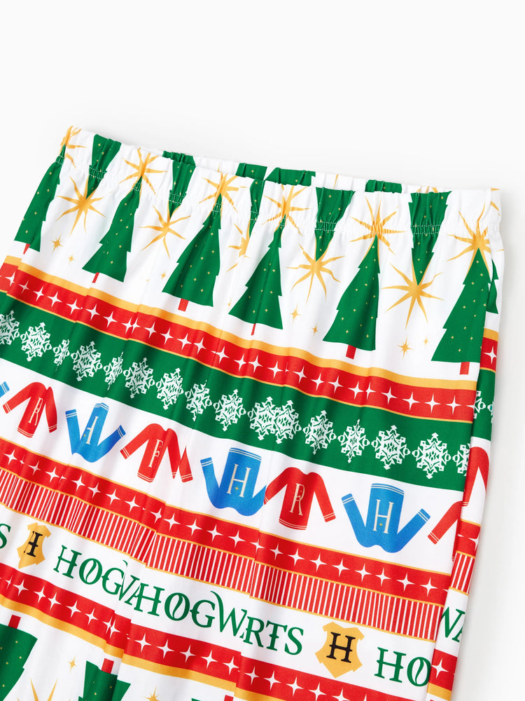 Harry Potter Christmas Matching Family Pajamas Set Christmas Tree Owl Pattern Long-sleeve PJS with Christmas Socks Red